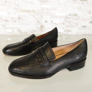 Black Flat Loafer‎ Shoes Womens Leather 7 Slide Slip On Dress Preppy 27 EDIT